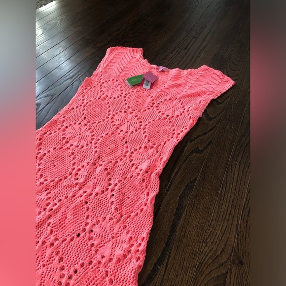 Lilly Pulitzer Women's L Adabelle Crocheted Sweater Dress in Yummy Melon - NWT! - Picture 2 of 9